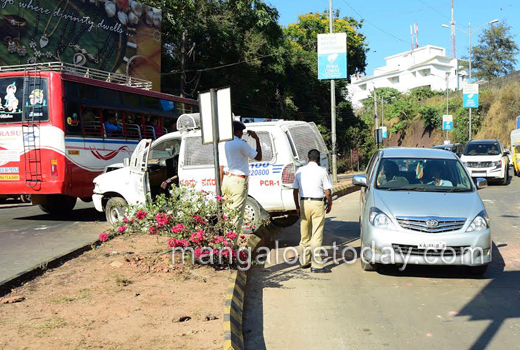Police Car Hits Divider, 1